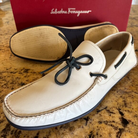Salvatore Ferragamo White Moccasin 10 EE- BEST OFFER main image 5
